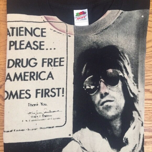VINTAGE KEITH RICHARDS ROLLING STONES CONCERT TEE SHIRT MENS L DRUG FREE AMERICA - Picture 7 of 12